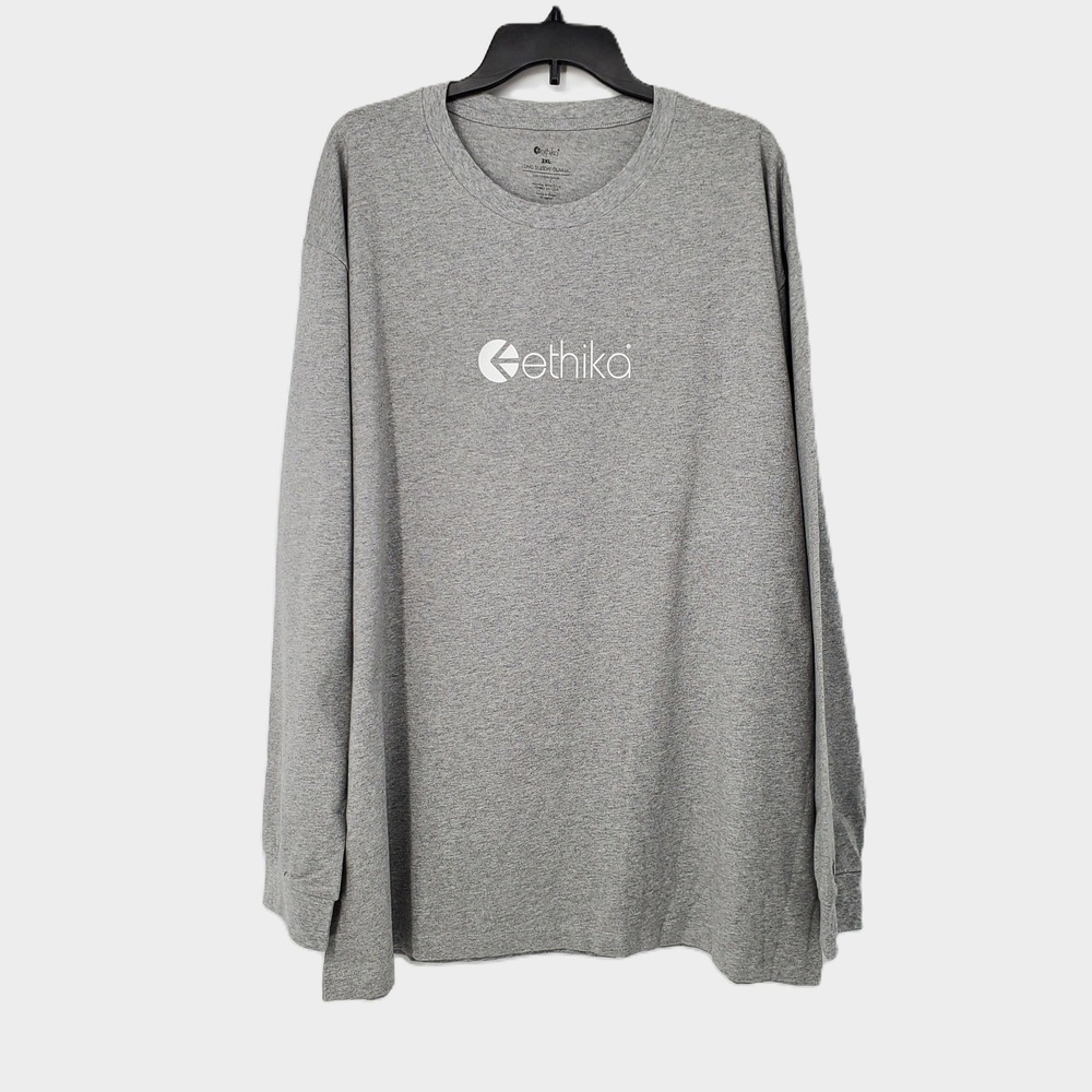 Ethika Mens 2XL 100% Cotton Long Sleeve Classic T-Shirt Heather Gray Graphic Tee
